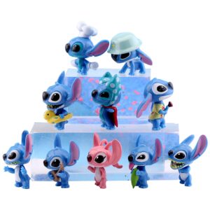 Lilo and Stitch Cake Toppers,Stitch Inspired Cupcake Topper for Children's Birthday Party Cake Decoration（Set of 10）