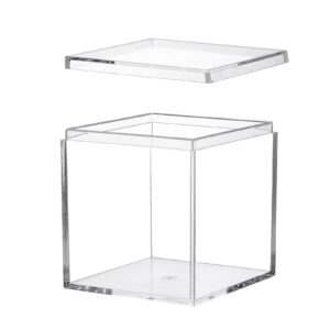 Dayaanee Acrylic Box with Lid, 4 Pack Small Square Acrylic Container Plastic Square Cube Containers with Lid Storage Box 2.2x2.2x2.2Inch/55X55X55mm for Candy Pill and Tiny Jewelry