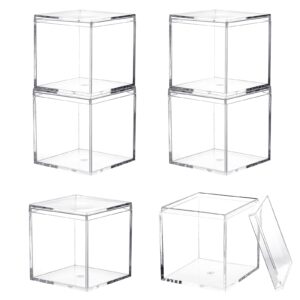 Dayaanee Acrylic Box with Lid, 4 Pack Small Square Acrylic Container Plastic Square Cube Containers with Lid Storage Box 2.2x2.2x2.2Inch/55X55X55mm for Candy Pill and Tiny Jewelry