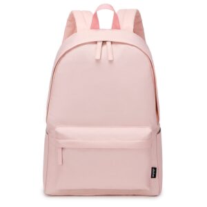 abshoo lightweight casual unisex backpack for school solid color boobags (light pink)