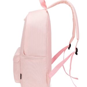 abshoo Lightweight Casual Unisex Backpack for School Solid Color Boobags (Light Pink)