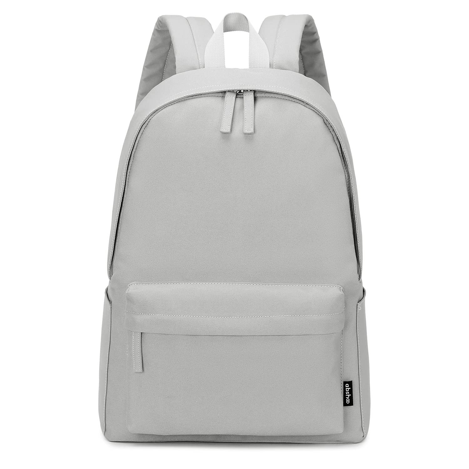 abshoo Lightweight Casual Unisex Backpack for School Solid Color Boobags (Light Grey)