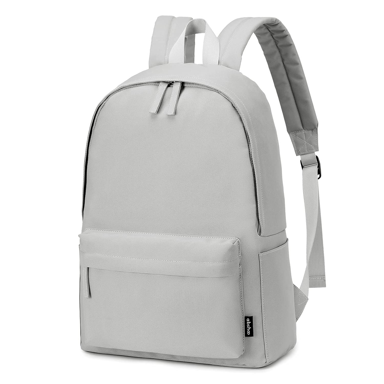 abshoo Lightweight Casual Unisex Backpack for School Solid Color Boobags (Light Grey)