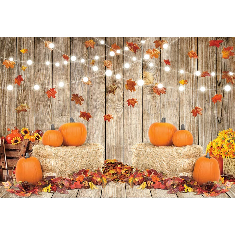 Leowefowa 7x5ft Fall Thanksgiving Halloween Photo Backdrop Fall Backdrops for Photography Autumn Pumpkin Harvest Barn Background Friendsgiving Party Supplies Farm Harvest Banner Decor Photo Booth Prop