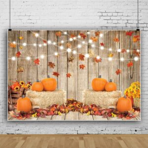 Leowefowa 7x5ft Fall Thanksgiving Halloween Photo Backdrop Fall Backdrops for Photography Autumn Pumpkin Harvest Barn Background Friendsgiving Party Supplies Farm Harvest Banner Decor Photo Booth Prop