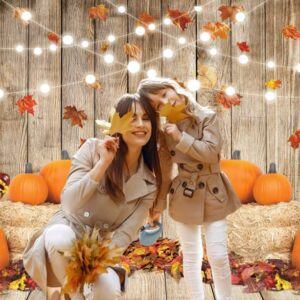 Leowefowa 7x5ft Fall Thanksgiving Halloween Photo Backdrop Fall Backdrops for Photography Autumn Pumpkin Harvest Barn Background Friendsgiving Party Supplies Farm Harvest Banner Decor Photo Booth Prop