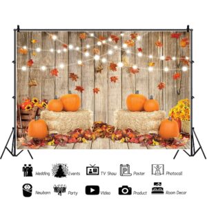 Leowefowa 7x5ft Fall Thanksgiving Halloween Photo Backdrop Fall Backdrops for Photography Autumn Pumpkin Harvest Barn Background Friendsgiving Party Supplies Farm Harvest Banner Decor Photo Booth Prop