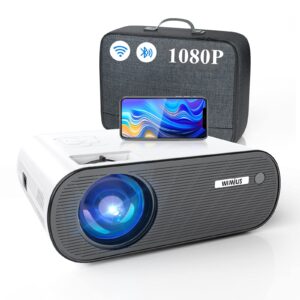 WiFi Bluetooth Projector, WiMiUS 2023 Top 1 Mini Projector with Carry Bag, Full HD 1080P & 300", Portable Projector for HDMI,VGA,USB,AV,Laptop,Smartphone