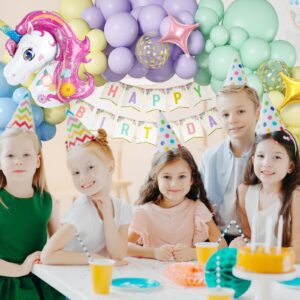 Unicorn Balloons Arch Garland Kit, 146Pcs Rainbow 40" Unicorn Balloon Pastel Pink Purple Blue Confetti Balloons Happy Birthday Banner for Ice Cream Baby Shower Unicorn Birthday Party Decorations