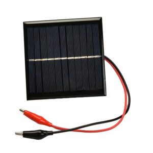 Heyiarbeit 1 Pcs 5.5V 1W Small Polysilicon Epoxy Resin DIY Solar Panel Module 95mm x 95mm/3.74" x 3.74" with Alligator Clip for Outdoor Travel