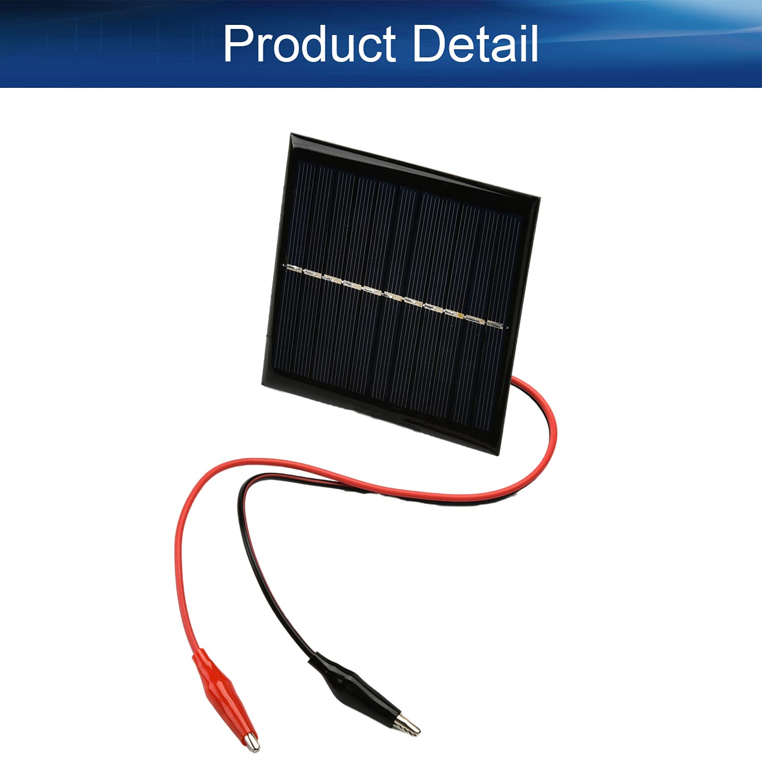 Heyiarbeit 1 Pcs 5.5V 1W Small Polysilicon Epoxy Resin DIY Solar Panel Module 95mm x 95mm/3.74" x 3.74" with Alligator Clip for Outdoor Travel