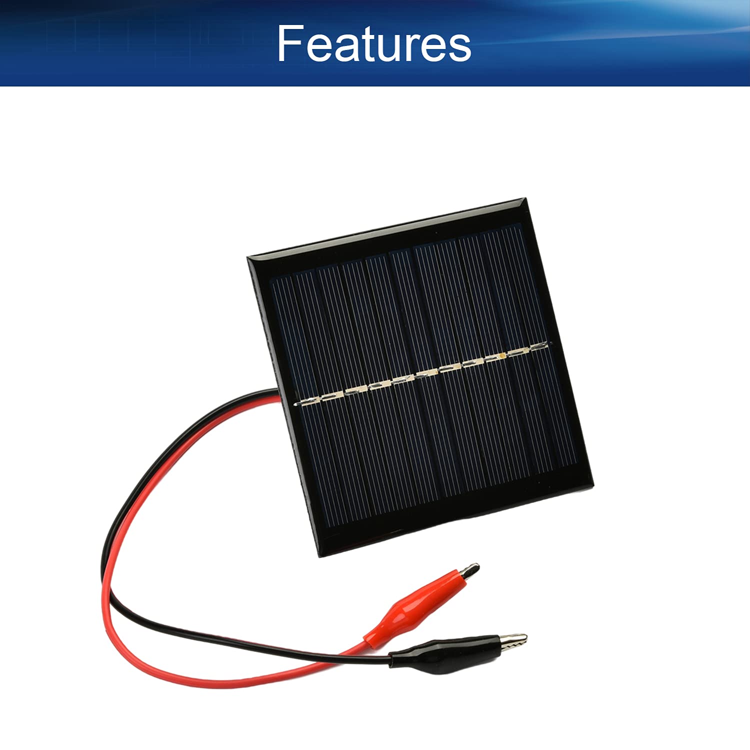 Heyiarbeit 1 Pcs 5.5V 1W Small Polysilicon Epoxy Resin DIY Solar Panel Module 95mm x 95mm/3.74" x 3.74" with Alligator Clip for Outdoor Travel