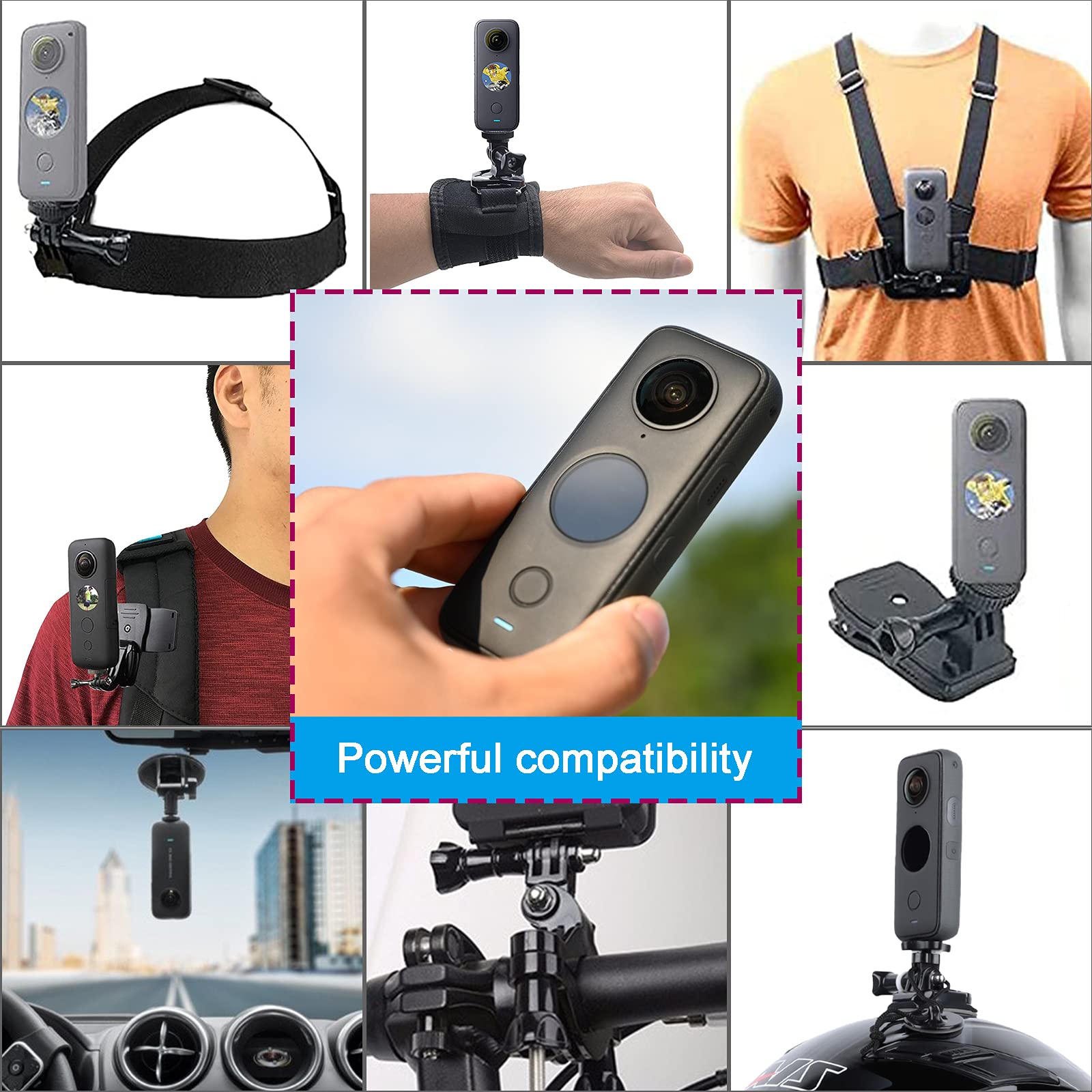 44 in 1 Action Camera Accessory Combo Kit -Compatible with Insta360 One X3,X2，One R, X，for Gopro Here 10,11