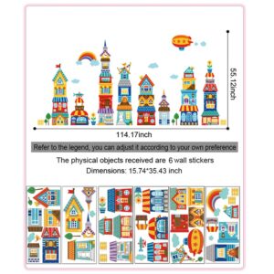 Kids Room Decor Cartoon Cute Wall Stickers House Nursery Playroom Decoration Sticker for Living Room Kindergarten Room, Children self-Adhesion Wall Stickers(6pcs) Large Size Baby Rooms Wall Decal