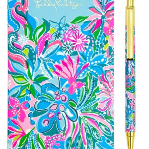 Lilly Pulitzer On The Go Agenda Set, Undated Monthly Pocket Planner with Black Ink Pen, 12 Month Annual Organizer with Notes Pages, Monthly Calendars, and Yearly Overviews, Golden Hour