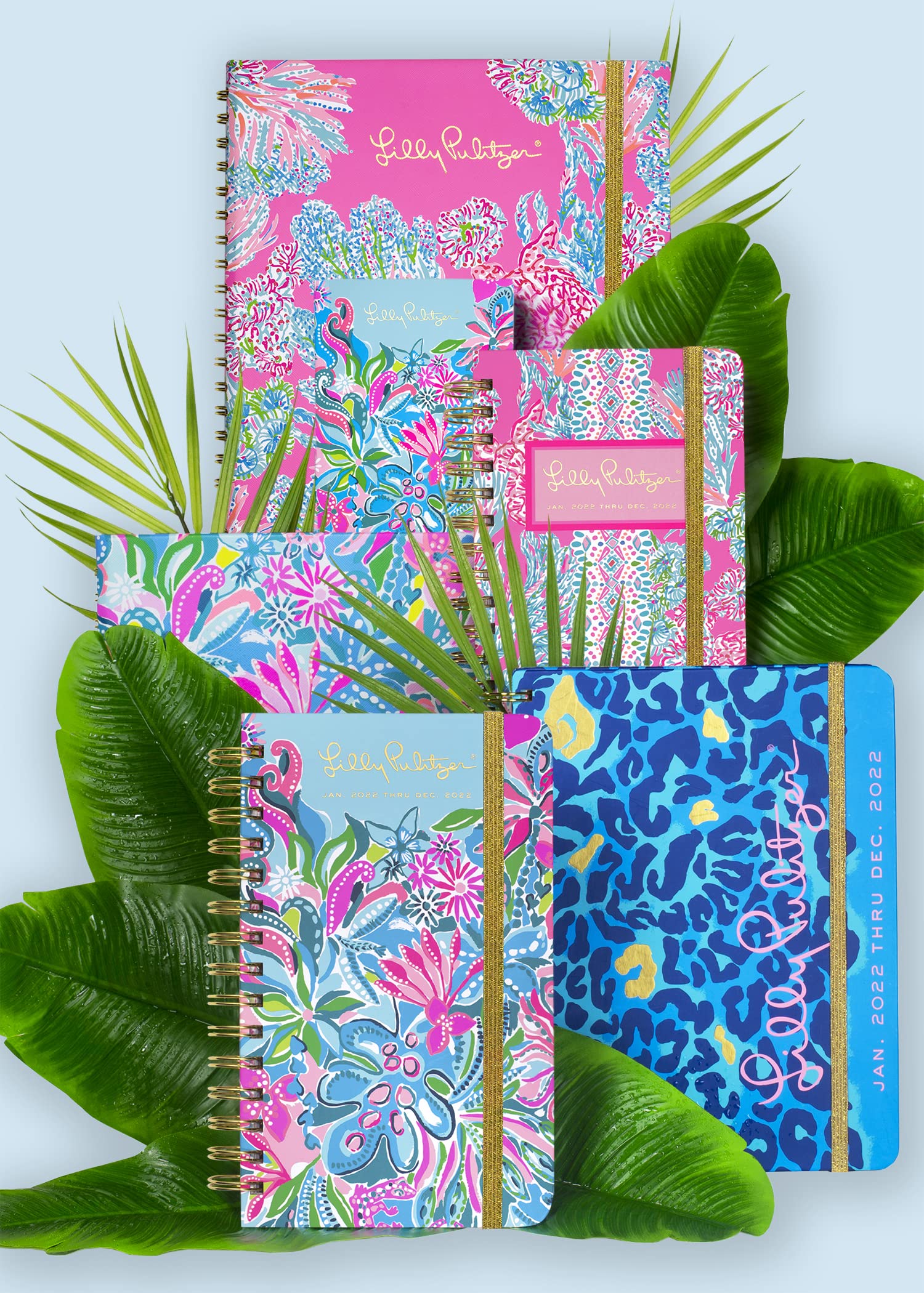 Lilly Pulitzer On The Go Agenda Set, Undated Monthly Pocket Planner with Black Ink Pen, 12 Month Annual Organizer with Notes Pages, Monthly Calendars, and Yearly Overviews, Golden Hour