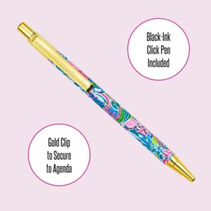 Lilly Pulitzer On The Go Agenda Set, Undated Monthly Pocket Planner with Black Ink Pen, 12 Month Annual Organizer with Notes Pages, Monthly Calendars, and Yearly Overviews, Golden Hour