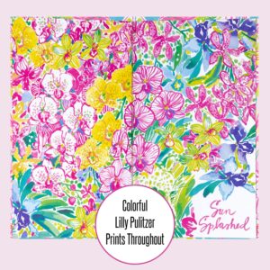 Lilly Pulitzer On The Go Agenda Set, Undated Monthly Pocket Planner with Black Ink Pen, 12 Month Annual Organizer with Notes Pages, Monthly Calendars, and Yearly Overviews, Golden Hour