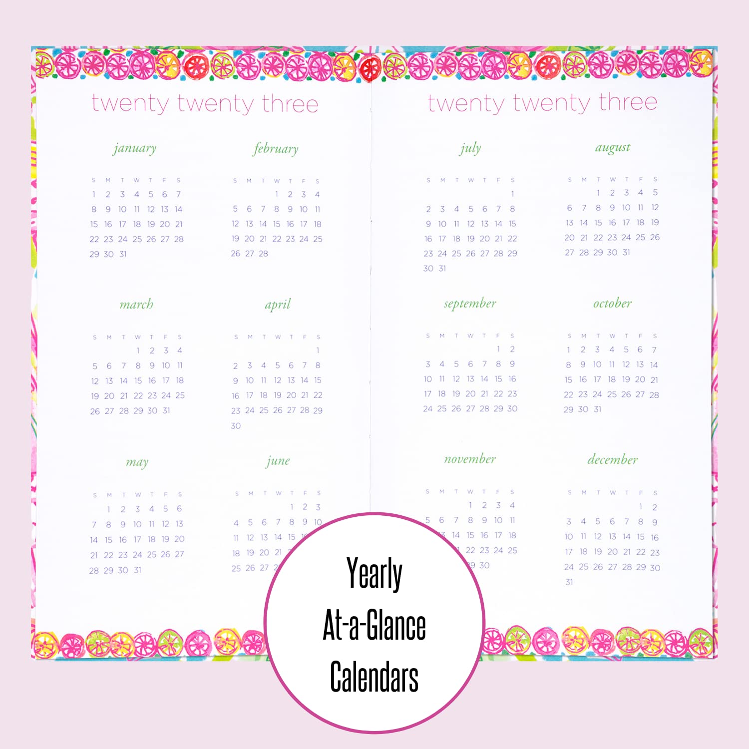 Lilly Pulitzer On The Go Agenda Set, Undated Monthly Pocket Planner with Black Ink Pen, 12 Month Annual Organizer with Notes Pages, Monthly Calendars, and Yearly Overviews, Golden Hour