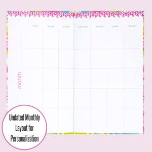 Lilly Pulitzer On The Go Agenda Set, Undated Monthly Pocket Planner with Black Ink Pen, 12 Month Annual Organizer with Notes Pages, Monthly Calendars, and Yearly Overviews, Golden Hour