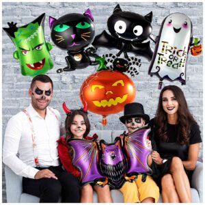 Halloween Foil Balloons Decoration - Large Size Premium Pumpkin Spider Black Cat Ghost Bat Monster Mylar Balloon, for Halloween Hanging Decoration Party