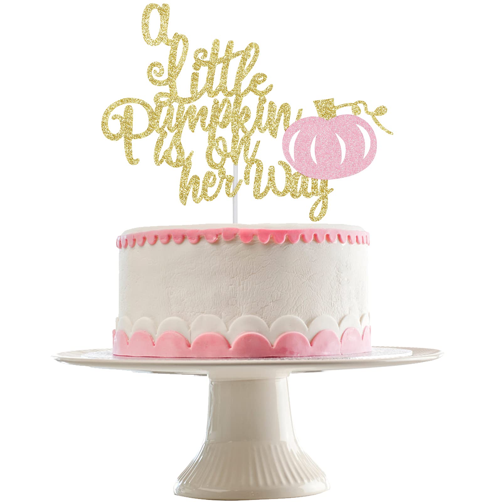 A Little Pumpkin is On Her Way Cake Topper, Little Pumpkin Baby Shower Cake Topper Little Pumpkin Cake Topper Girl for Fall Pumpkin Theme Baby Shower Party Cake Decorations