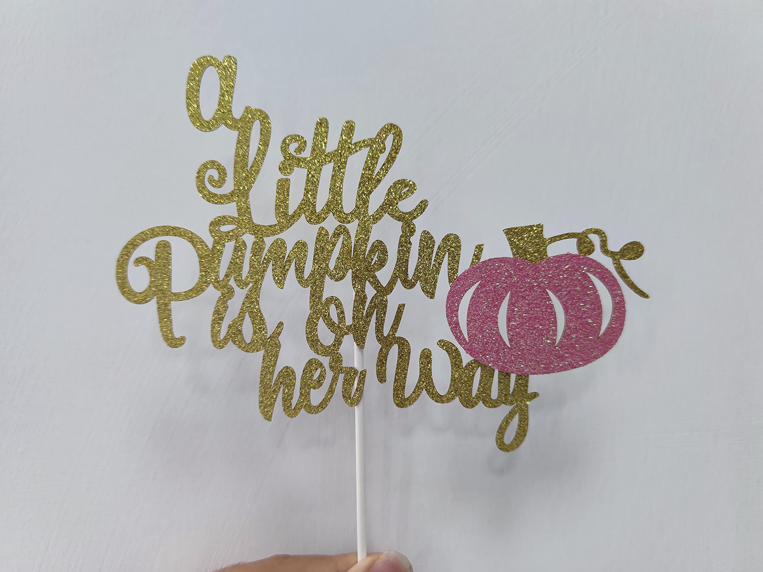 A Little Pumpkin is On Her Way Cake Topper, Little Pumpkin Baby Shower Cake Topper Little Pumpkin Cake Topper Girl for Fall Pumpkin Theme Baby Shower Party Cake Decorations