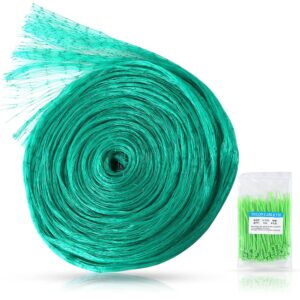 gsinodrs bird netting for garden 13ft x 33ft garden netting pest barrier protect fruit plant trees vegetables against birds, deers, squirrels, cicadas - woven mesh cover with 100pcs cable ties (green)