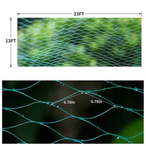 Gsinodrs Bird Netting for Garden 13ft x 33ft Garden Netting Pest Barrier Protect Fruit Plant Trees Vegetables Against Birds, Deers, Squirrels, Cicadas - Woven Mesh Cover with 100pcs Cable Ties (Green)