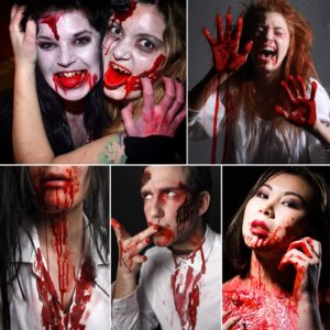 DE'LANCI Edible Fake Blood Gel, Realistic Sfx Fake Blood Makeup Kit, Washable Fake Blood for Clothes Mouth Eyes, Special Effects Makeup Kit for Vampire Zombie Halloween Fake Blood Makeup- 60g(2.12 Oz)