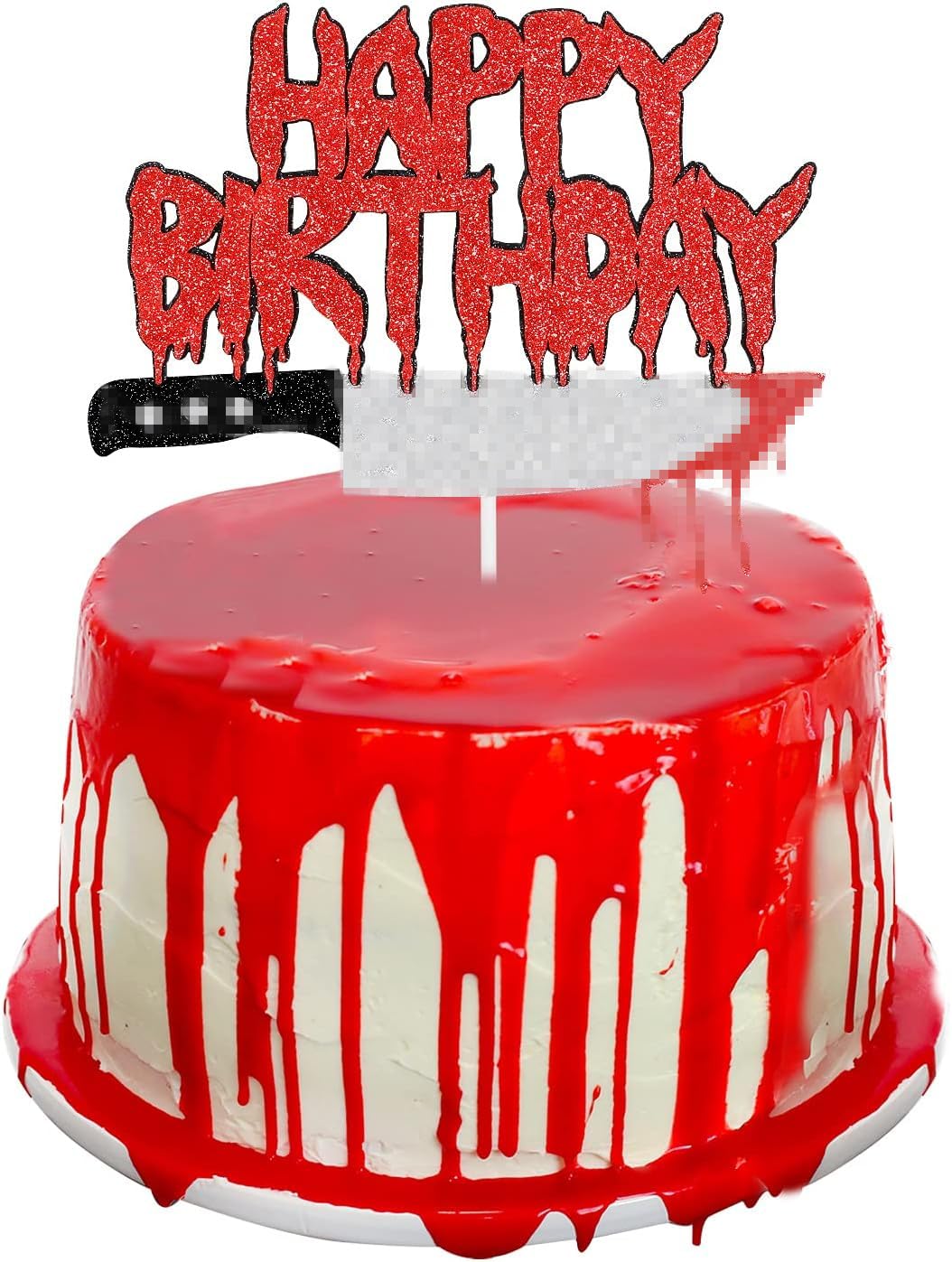 Halloween Horror Birthday Cake Topper Red Glitter Horror Killer Vampire Zombie Cake Topper Have A Killer Birthday Cake Topper for Halloween Zombie Vampire Bloody Birthday Party Cake Supplies