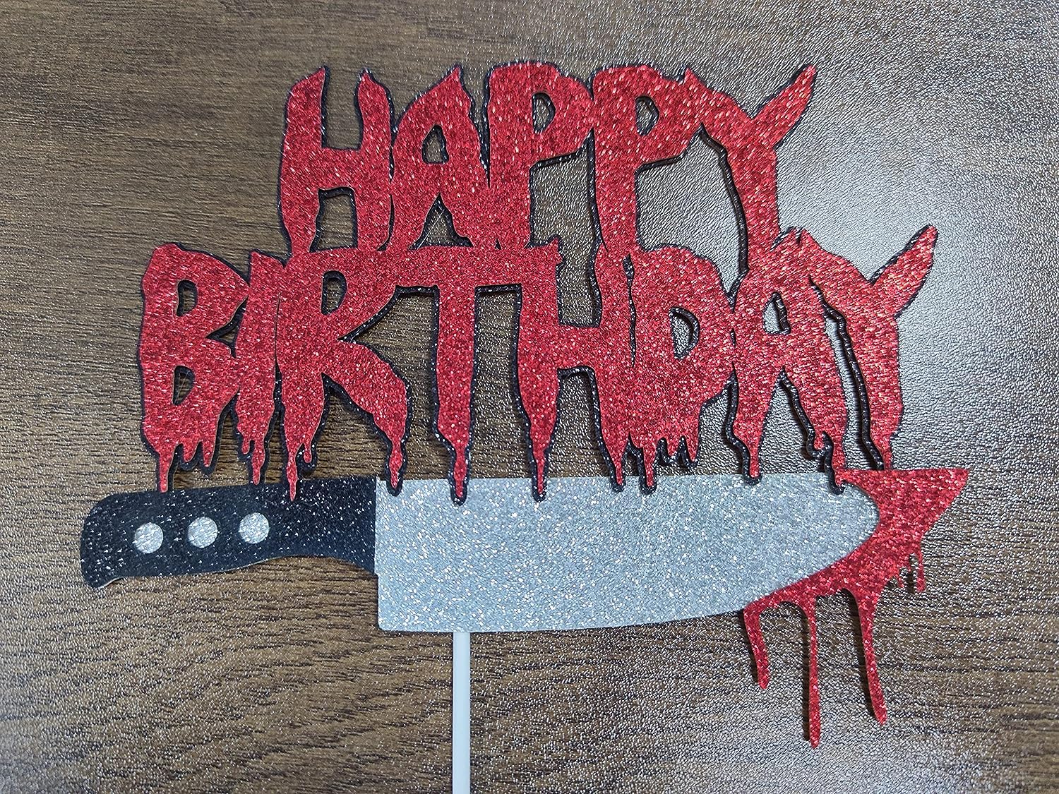 Halloween Horror Birthday Cake Topper Red Glitter Horror Killer Vampire Zombie Cake Topper Have A Killer Birthday Cake Topper for Halloween Zombie Vampire Bloody Birthday Party Cake Supplies