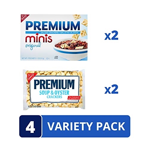 Premium Saltine Crackers Variety Pack, 2 Bags Oyster Crackers , 2 Boxes Minis Saltine Crackers, 4 Packs