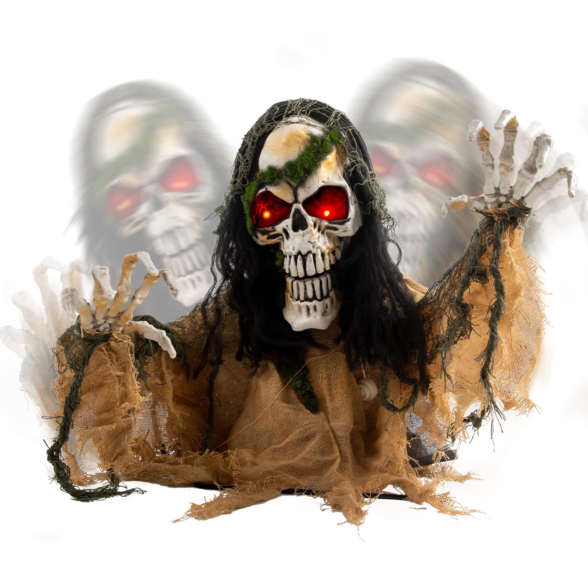 JOYIN Halloween Decoration Animated Zombie Groundbreaker, Light-up Skeleton Zombie Groundbreaker Prop with Creepy Sound for Halloween Outdoor, Lawn, Yard, Patio Decoration, Haunted House Decoration