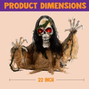 JOYIN Halloween Decoration Animated Zombie Groundbreaker, Light-up Skeleton Zombie Groundbreaker Prop with Creepy Sound for Halloween Outdoor, Lawn, Yard, Patio Decoration, Haunted House Decoration