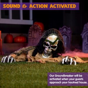 JOYIN Halloween Decoration Animated Zombie Groundbreaker, Light-up Skeleton Zombie Groundbreaker Prop with Creepy Sound for Halloween Outdoor, Lawn, Yard, Patio Decoration, Haunted House Decoration