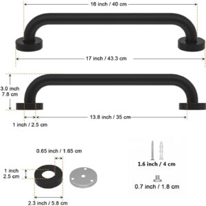 16 Inch Matte Black Shower Grab Bar-1" Diameter, iMomwee Stainless Steel Elderly Safety Bars, Bathroom Shower Balance Bar, Wall Handrail Support, Handicap Senior Disabled Pregnant Assist Bath Handle