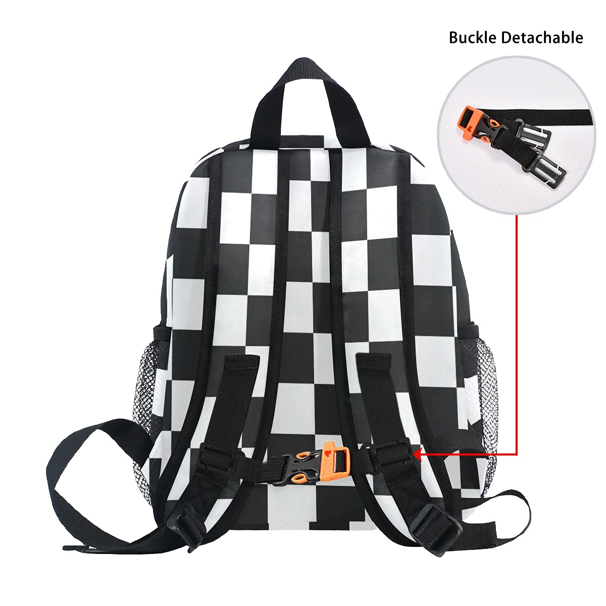 ODAWA Custom Black and White Checkerboard Backpack for Boys Girls, Personalized Backpack with Name/Text, Customization Preschool Backpack Kindergarten