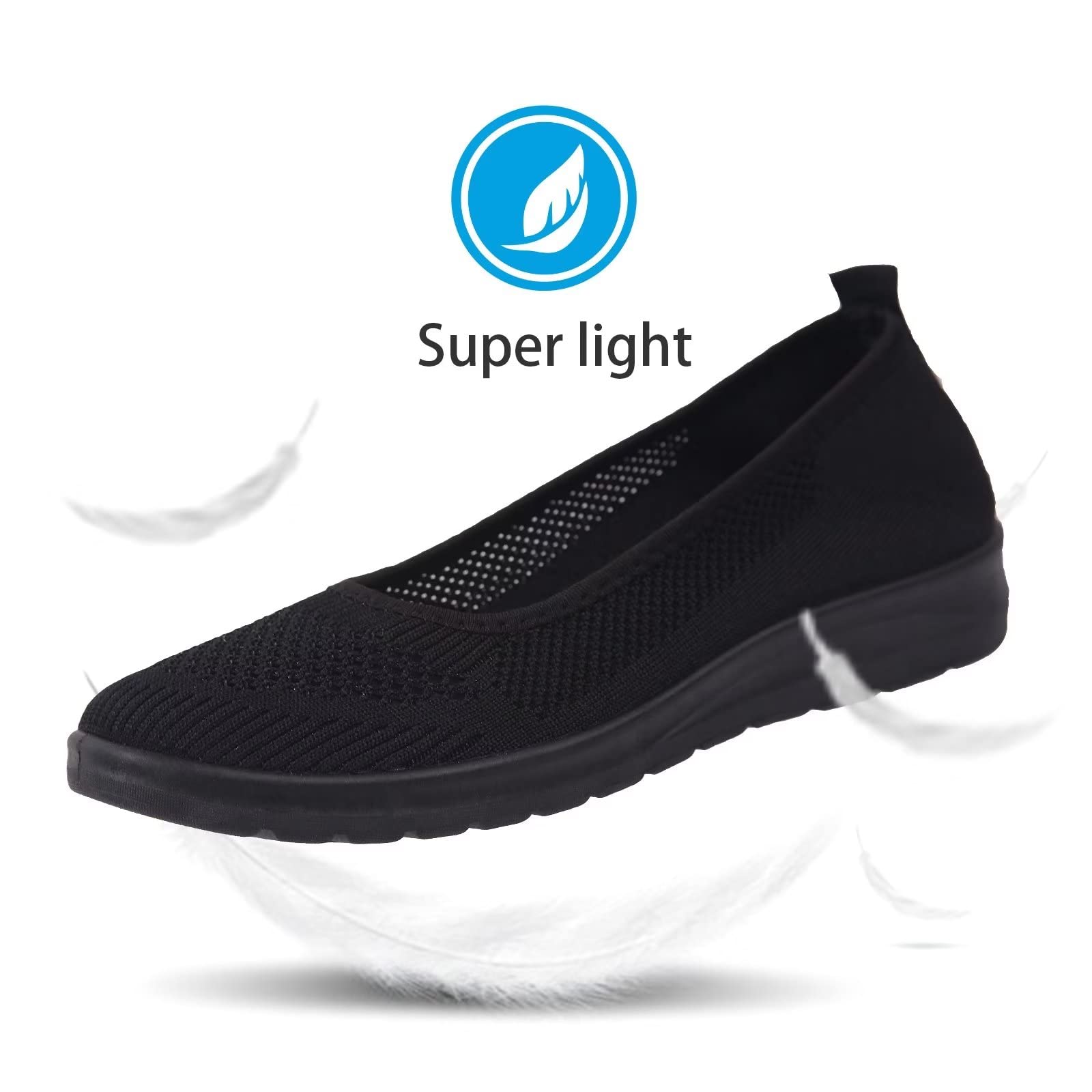 MUSSHOE Walking Shoes Women Breathe Mesh Slip On Sneakers Women Comfortable Lightweight, Black 11