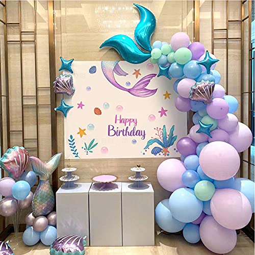 DUILE Mermaid Balloon Garland Kit Mermaid Tail Balloons Arch for Girl Mermaid Birthday Party Decorations Mermaid Balloons Baby Shower Party Supplies