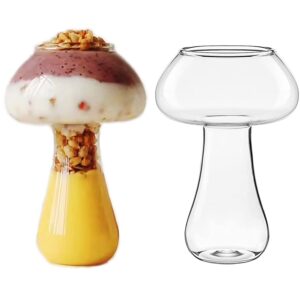 creative mushroom shaped cocktail glass,unique fungus drinking glasses,cute juice glass cups, 9 oz high-end crystal glass for drinking wine martinis manhattans vodka gin and cocktails（2pcs)