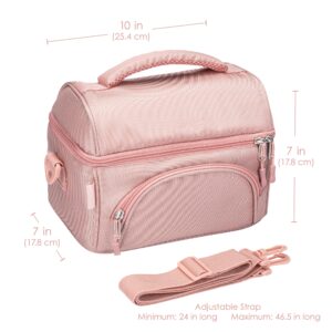 Bentgo® Deluxe Lunch Bag - Durable and Insulated Lunch Tote with Zippered Outer Pocket, Internal Mesh Pocket, Padded & Adjustable Straps, & 2-Way Zippers - Fits Most Lunch Boxes (Blush)