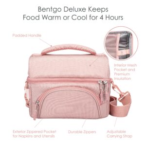 Bentgo® Deluxe Lunch Bag - Durable and Insulated Lunch Tote with Zippered Outer Pocket, Internal Mesh Pocket, Padded & Adjustable Straps, & 2-Way Zippers - Fits Most Lunch Boxes (Blush)