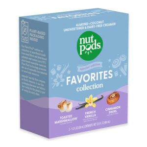 nutpods favorites collection - unsweetened non dairy creamer - toasted marshmallow, french vanilla and cinnamon swirl - keto creamer, whole30, gluten free, non-gmo, vegan, sugar free, kosher