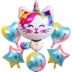 katchon, giant cute caticorn party supplies - 36 inch, pack of 6 | caticorn balloon, caticorn birthday party supplies | kitty balloons, kitty birthday party supplies | cat balloons for birthday party