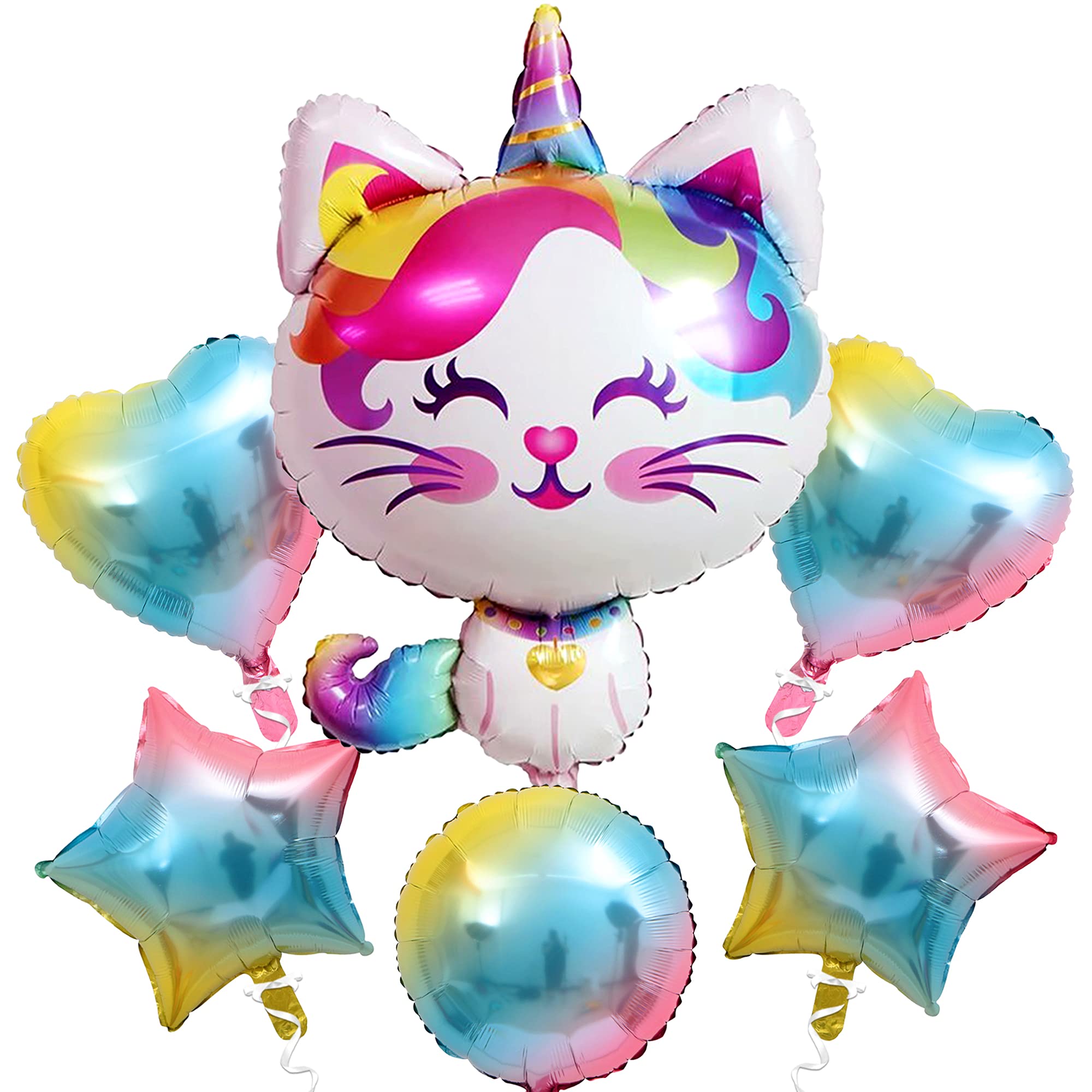 KatchOn, Giant Cute Caticorn Party Supplies - 36 Inch, Pack of 6 | Caticorn Balloon, Caticorn Birthday Party Supplies | Kitty Balloons, Kitty Birthday Party Supplies | Cat Balloons for Birthday Party