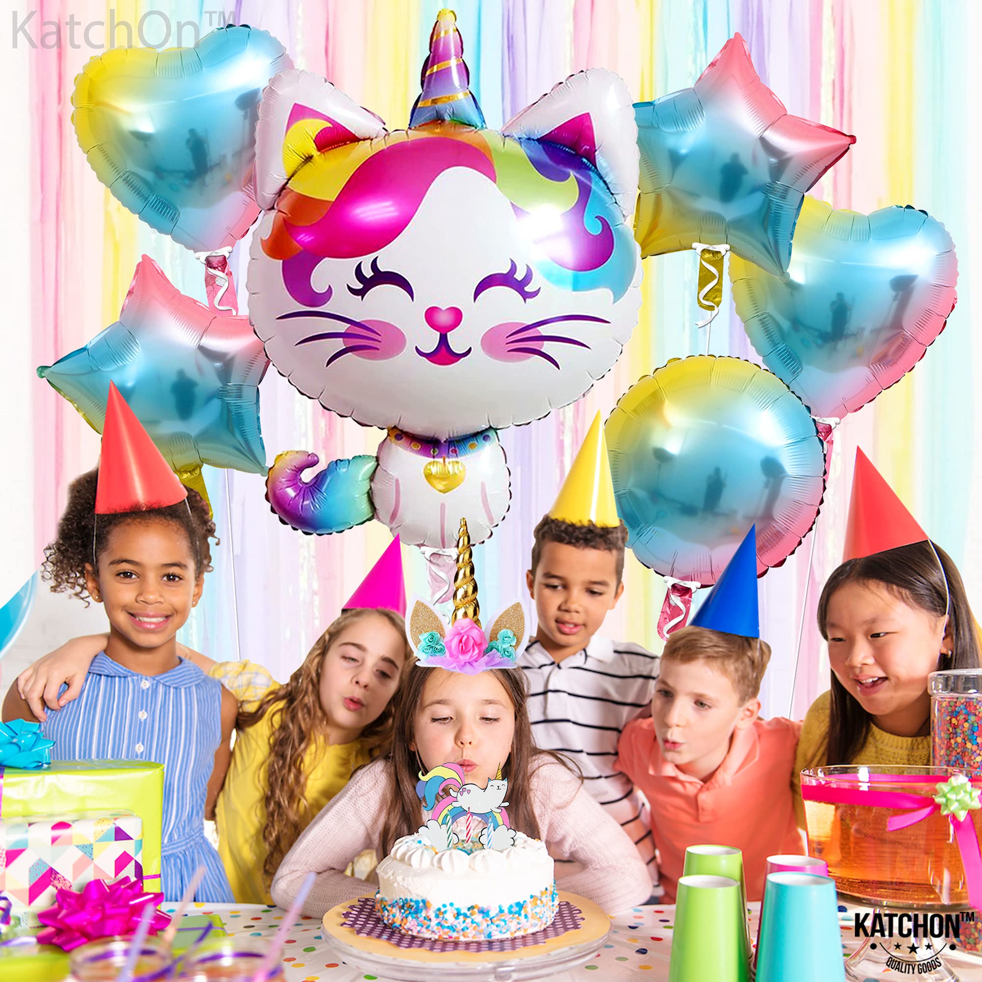 KatchOn, Giant Cute Caticorn Party Supplies - 36 Inch, Pack of 6 | Caticorn Balloon, Caticorn Birthday Party Supplies | Kitty Balloons, Kitty Birthday Party Supplies | Cat Balloons for Birthday Party