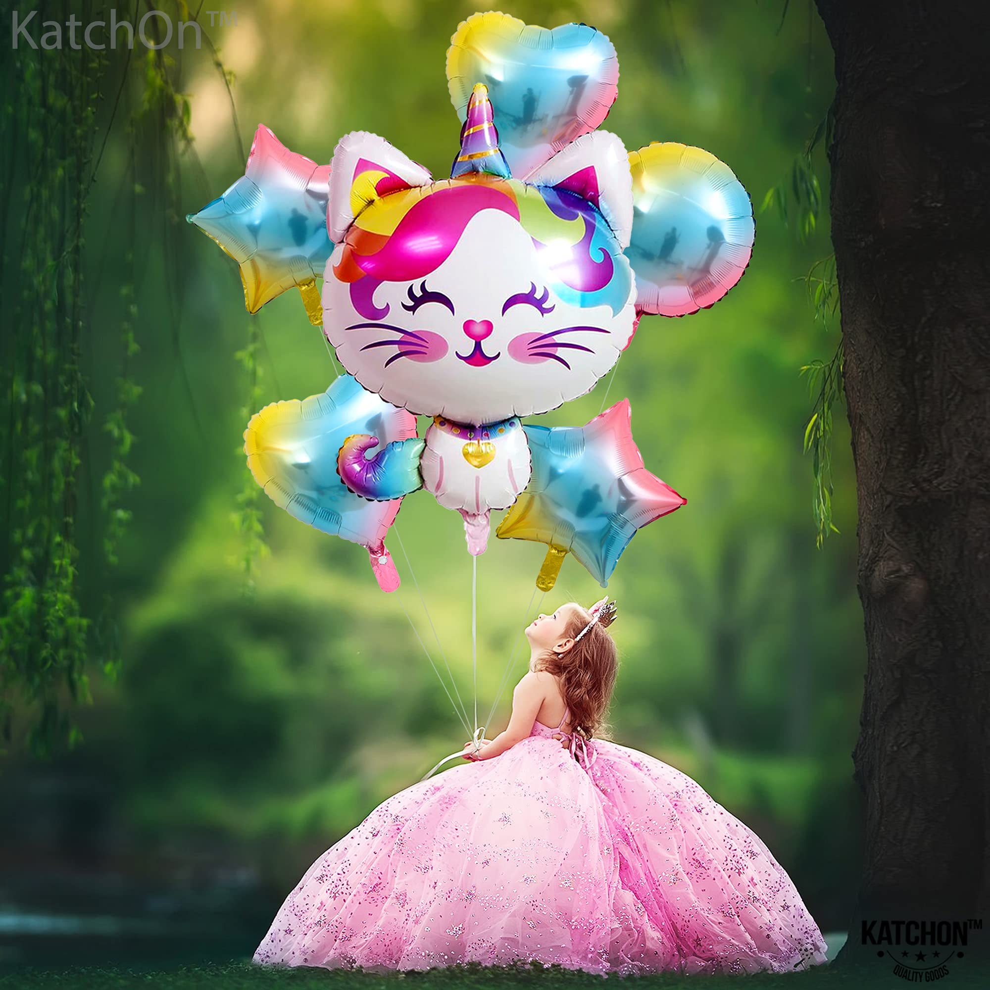 KatchOn, Giant Cute Caticorn Party Supplies - 36 Inch, Pack of 6 | Caticorn Balloon, Caticorn Birthday Party Supplies | Kitty Balloons, Kitty Birthday Party Supplies | Cat Balloons for Birthday Party