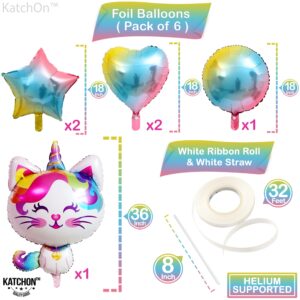 KatchOn, Giant Cute Caticorn Party Supplies - 36 Inch, Pack of 6 | Caticorn Balloon, Caticorn Birthday Party Supplies | Kitty Balloons, Kitty Birthday Party Supplies | Cat Balloons for Birthday Party