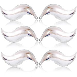 katchon, silver mermaid tail balloon - 25 inch, pack of 6 | silver mermaid balloons for mermaid balloon garland | silver foil curve balloon | mermaid tail foil balloon for mermaid birthday decorations
